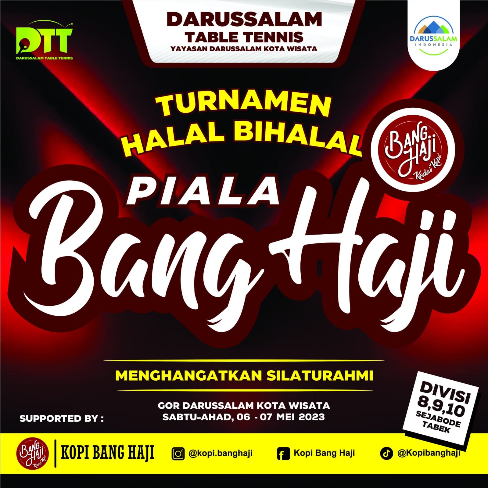 TURNAMEN HALAL BIHALAL PIALA BANG HAJI  DARUSSALAM TABLE TENNIS (DTT)